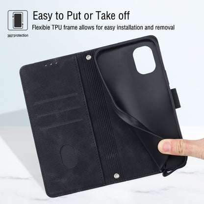 PT005 YB Imprinting Series-6 for Nokia C02 Anti-Dust Phone Cover Leather Wallet Stand Skin-Touch Phone Case
