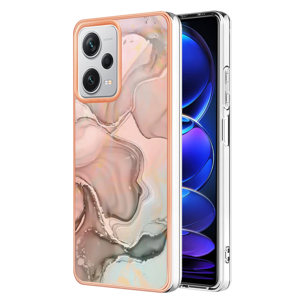 YB IMD Series-16 Style E For Xiaomi Redmi Note 12 Pro+ 5G Electroplating Phone Cover IMD 2.0mm Marble Pattern TPU Case