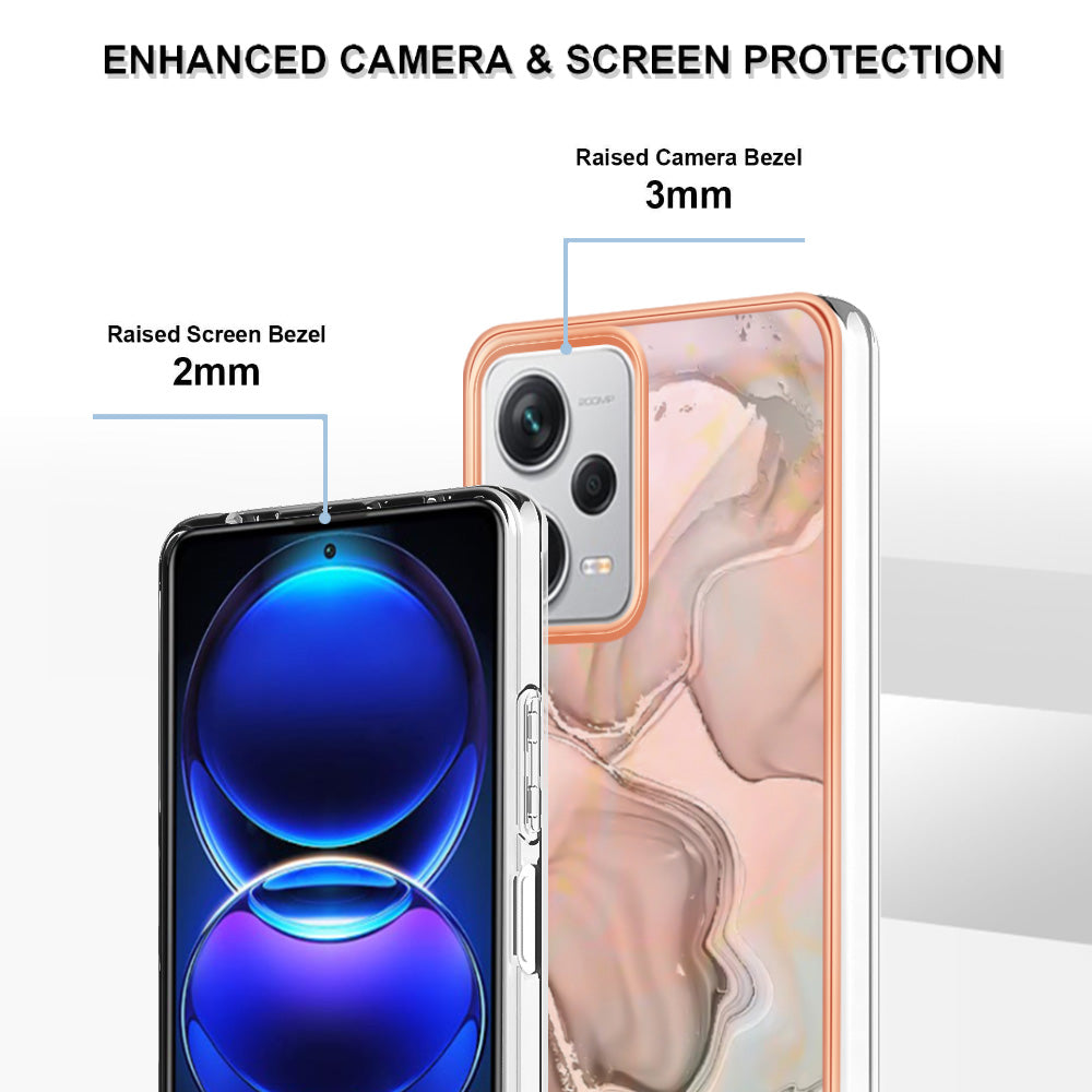 YB IMD Series-16 Style E For Xiaomi Redmi Note 12 Pro+ 5G Electroplating Phone Cover IMD 2.0mm Marble Pattern TPU Case