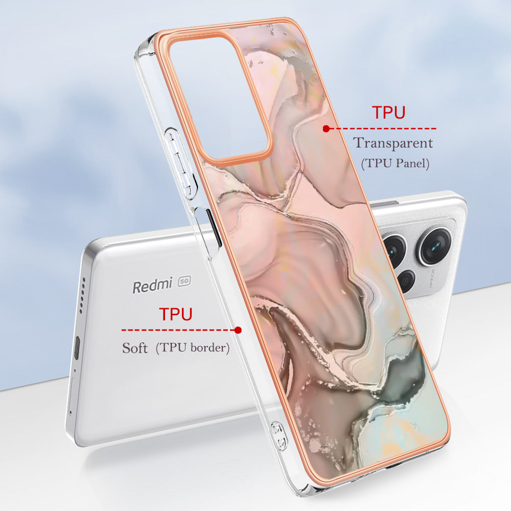 YB IMD Series-16 Style E For Xiaomi Redmi Note 12 Pro+ 5G Electroplating Phone Cover IMD 2.0mm Marble Pattern TPU Case