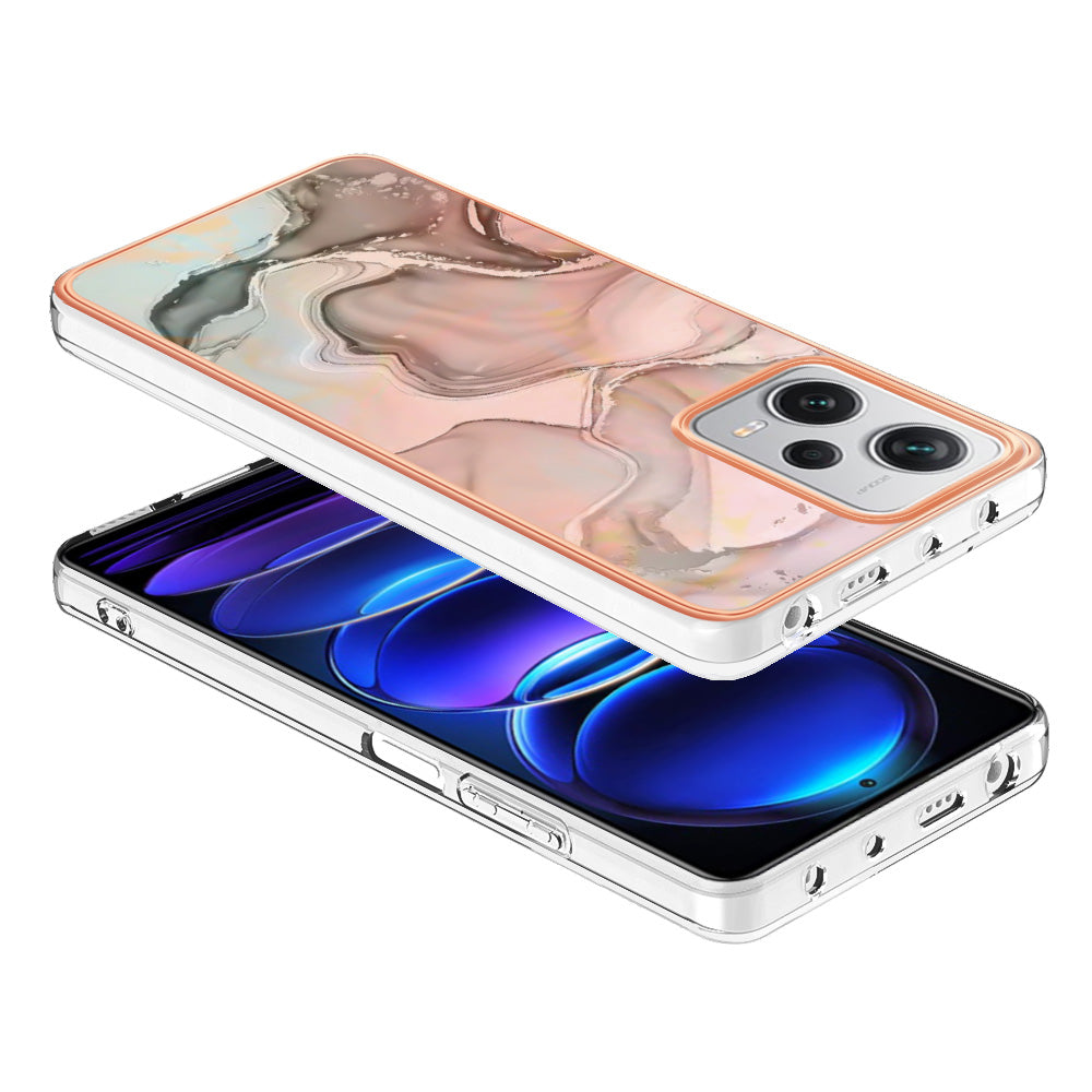 YB IMD Series-16 Style E For Xiaomi Redmi Note 12 Pro+ 5G Electroplating Phone Cover IMD 2.0mm Marble Pattern TPU Case
