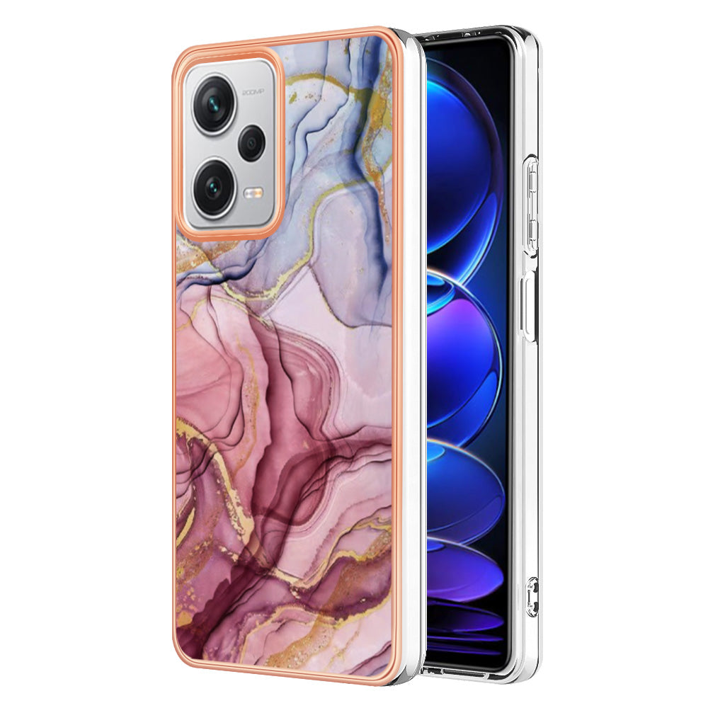 YB IMD Series-16 Style E For Xiaomi Redmi Note 12 Pro+ 5G Electroplating Phone Cover IMD 2.0mm Marble Pattern TPU Case