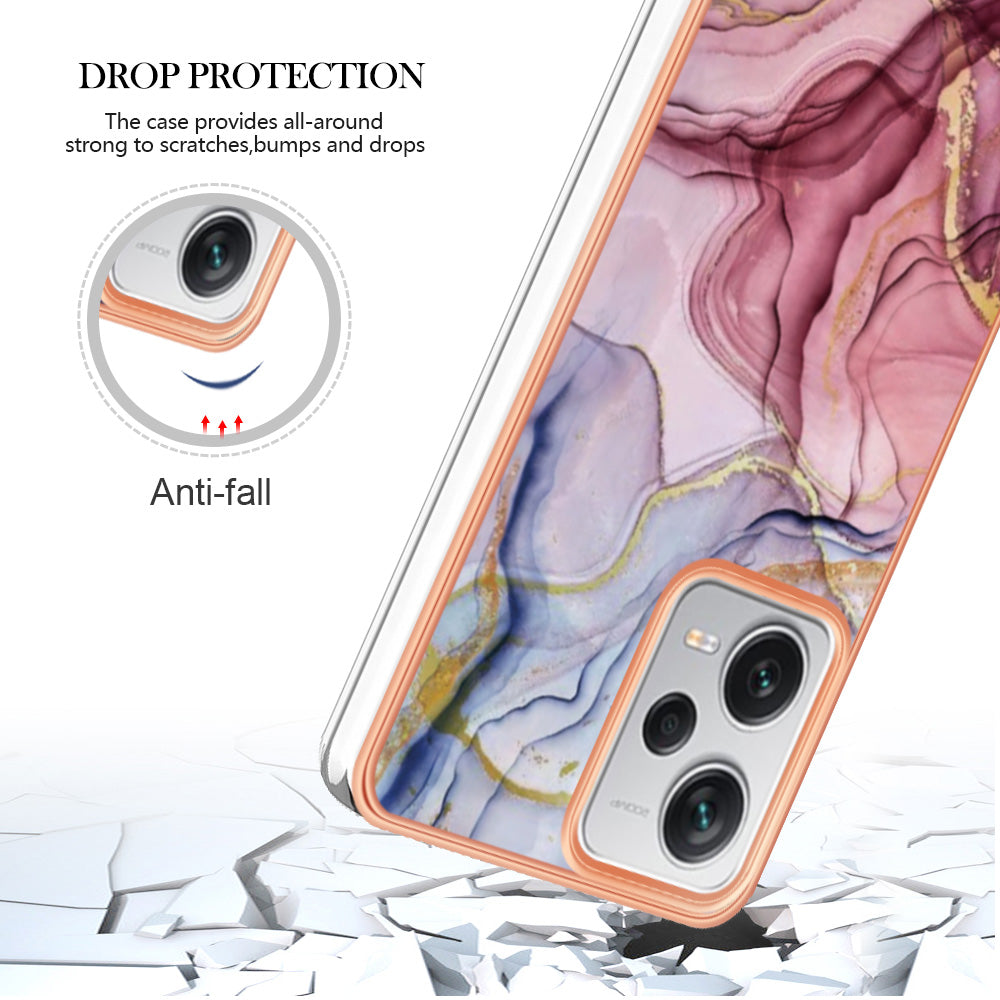 YB IMD Series-16 Style E For Xiaomi Redmi Note 12 Pro+ 5G Electroplating Phone Cover IMD 2.0mm Marble Pattern TPU Case