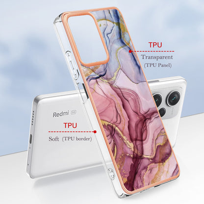 YB IMD Series-16 Style E For Xiaomi Redmi Note 12 Pro+ 5G Electroplating Phone Cover IMD 2.0mm Marble Pattern TPU Case