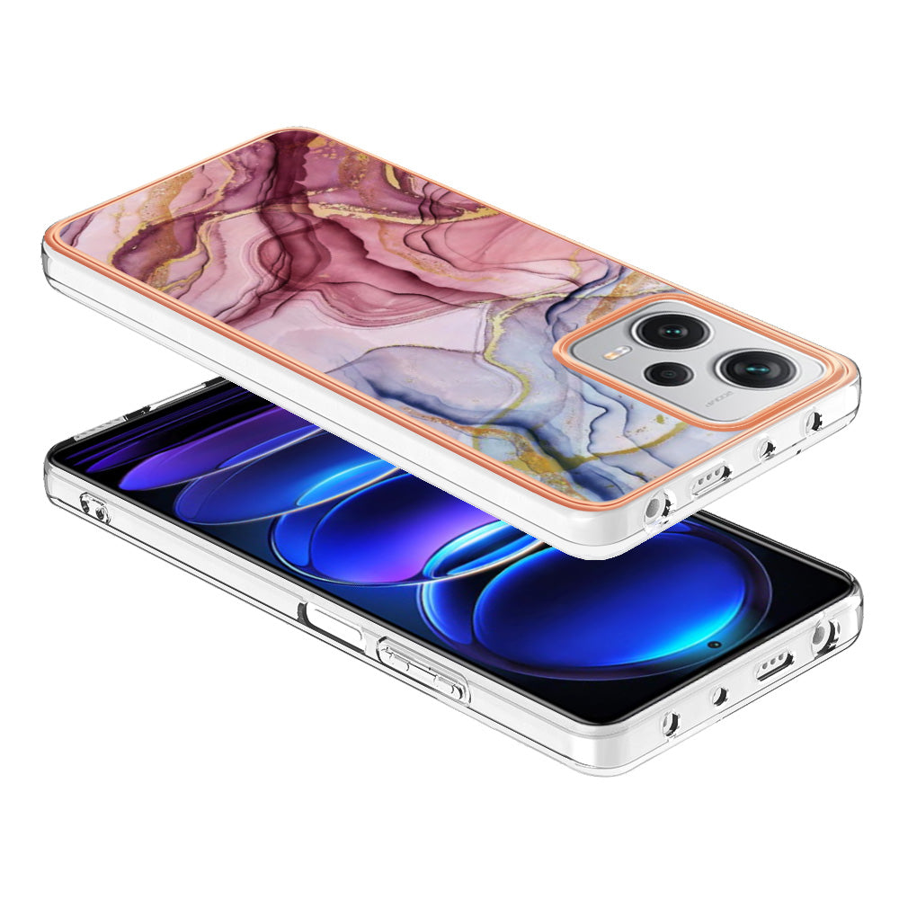 YB IMD Series-16 Style E For Xiaomi Redmi Note 12 Pro+ 5G Electroplating Phone Cover IMD 2.0mm Marble Pattern TPU Case