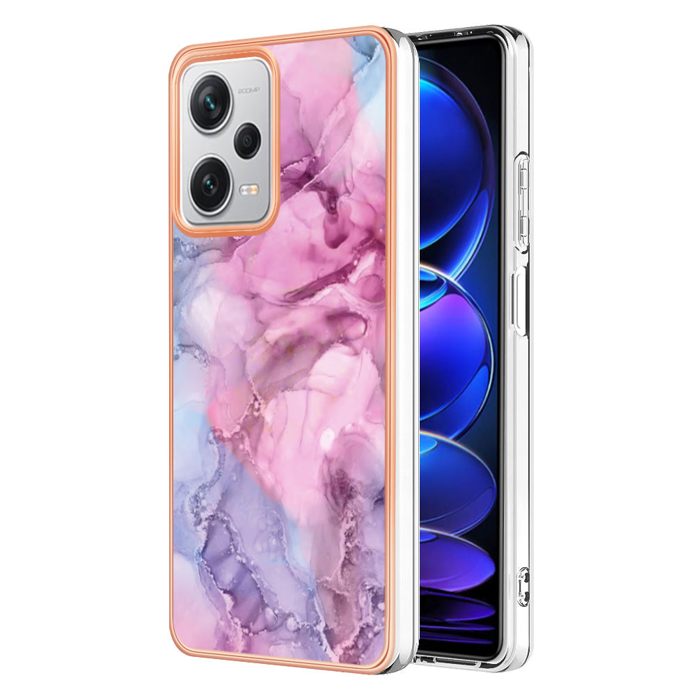 YB IMD Series-16 Style E For Xiaomi Redmi Note 12 Pro+ 5G Electroplating Phone Cover IMD 2.0mm Marble Pattern TPU Case