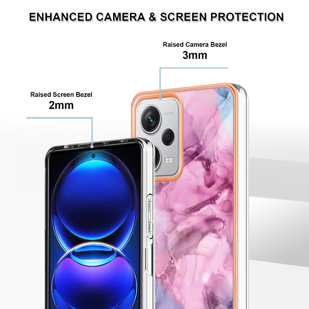 YB IMD Series-16 Style E For Xiaomi Redmi Note 12 Pro+ 5G Electroplating Phone Cover IMD 2.0mm Marble Pattern TPU Case