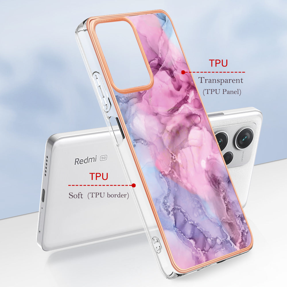 YB IMD Series-16 Style E For Xiaomi Redmi Note 12 Pro+ 5G Electroplating Phone Cover IMD 2.0mm Marble Pattern TPU Case