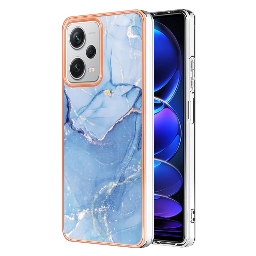 YB IMD Series-16 Style E For Xiaomi Redmi Note 12 Pro+ 5G Electroplating Phone Cover IMD 2.0mm Marble Pattern TPU Case