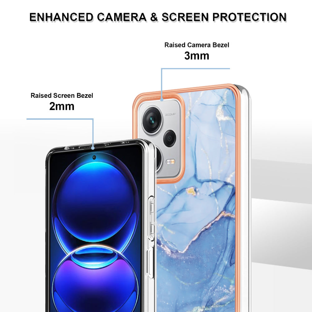 YB IMD Series-16 Style E For Xiaomi Redmi Note 12 Pro+ 5G Electroplating Phone Cover IMD 2.0mm Marble Pattern TPU Case