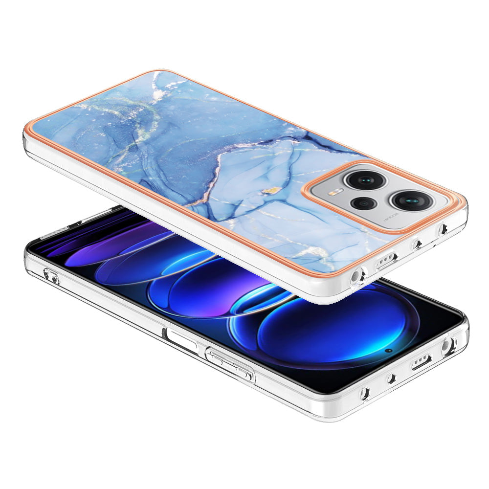 YB IMD Series-16 Style E For Xiaomi Redmi Note 12 Pro+ 5G Electroplating Phone Cover IMD 2.0mm Marble Pattern TPU Case