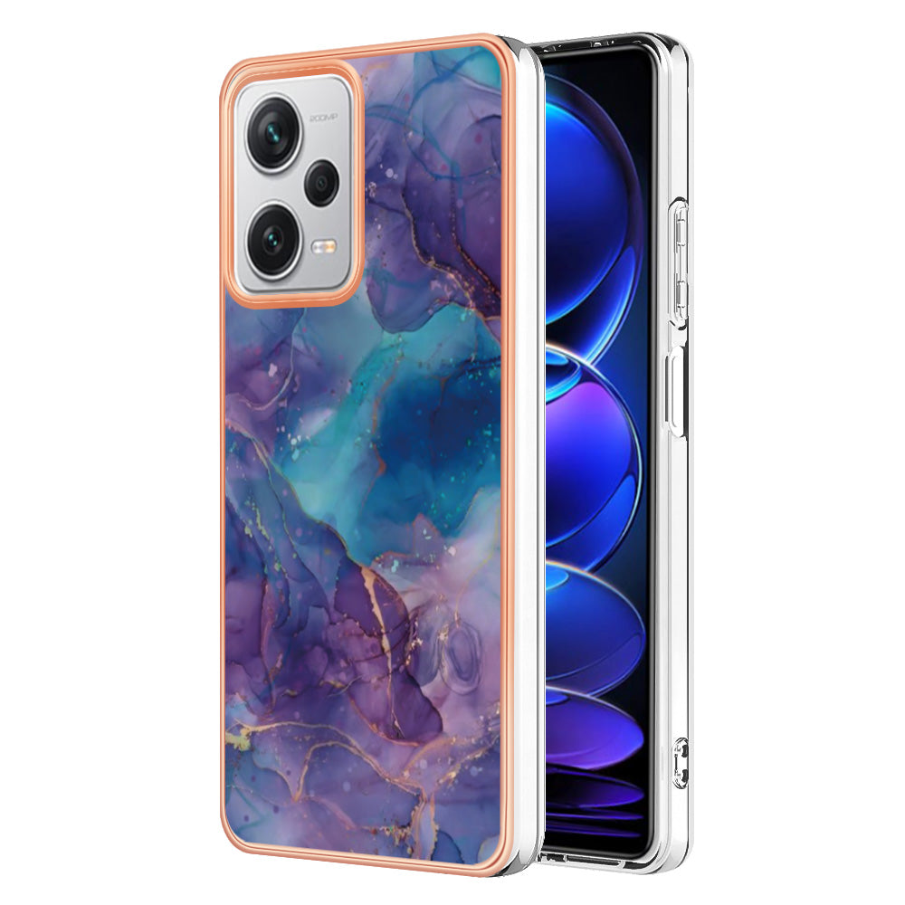 YB IMD Series-16 Style E For Xiaomi Redmi Note 12 Pro+ 5G Electroplating Phone Cover IMD 2.0mm Marble Pattern TPU Case