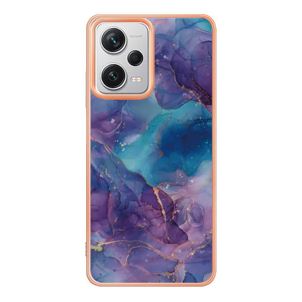 YB IMD Series-16 Style E For Xiaomi Redmi Note 12 Pro+ 5G Electroplating Phone Cover IMD 2.0mm Marble Pattern TPU Case