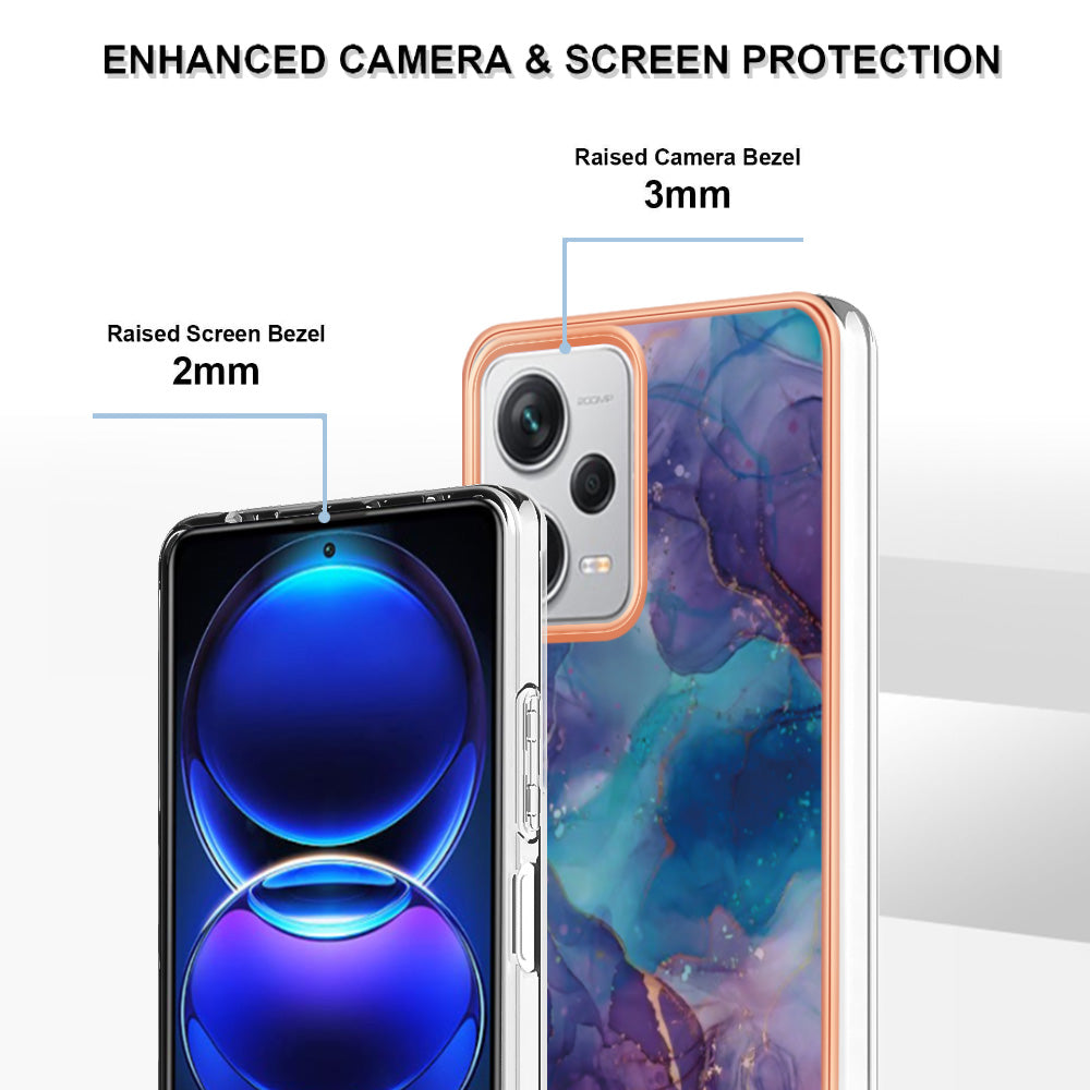 YB IMD Series-16 Style E For Xiaomi Redmi Note 12 Pro+ 5G Electroplating Phone Cover IMD 2.0mm Marble Pattern TPU Case