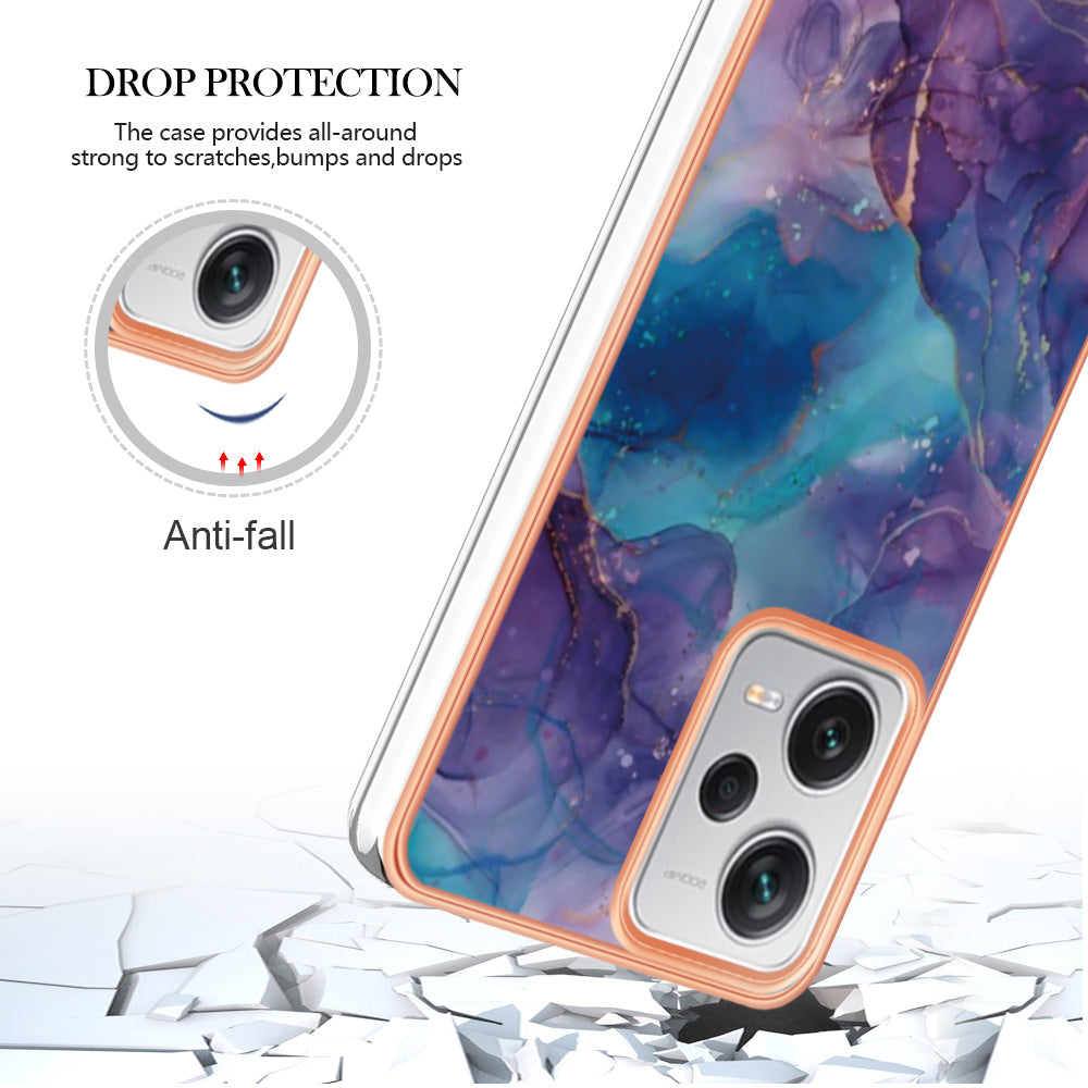 YB IMD Series-16 Style E For Xiaomi Redmi Note 12 Pro+ 5G Electroplating Phone Cover IMD 2.0mm Marble Pattern TPU Case