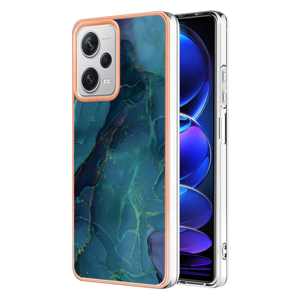 YB IMD Series-16 Style E For Xiaomi Redmi Note 12 Pro+ 5G Electroplating Phone Cover IMD 2.0mm Marble Pattern TPU Case