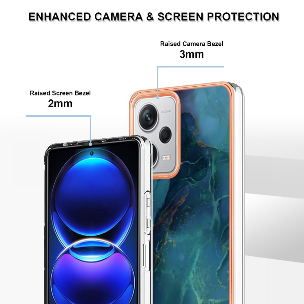 YB IMD Series-16 Style E For Xiaomi Redmi Note 12 Pro+ 5G Electroplating Phone Cover IMD 2.0mm Marble Pattern TPU Case