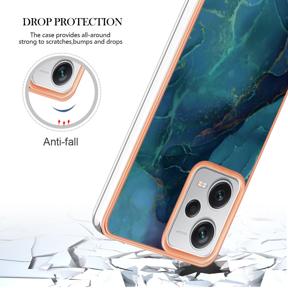 YB IMD Series-16 Style E For Xiaomi Redmi Note 12 Pro+ 5G Electroplating Phone Cover IMD 2.0mm Marble Pattern TPU Case