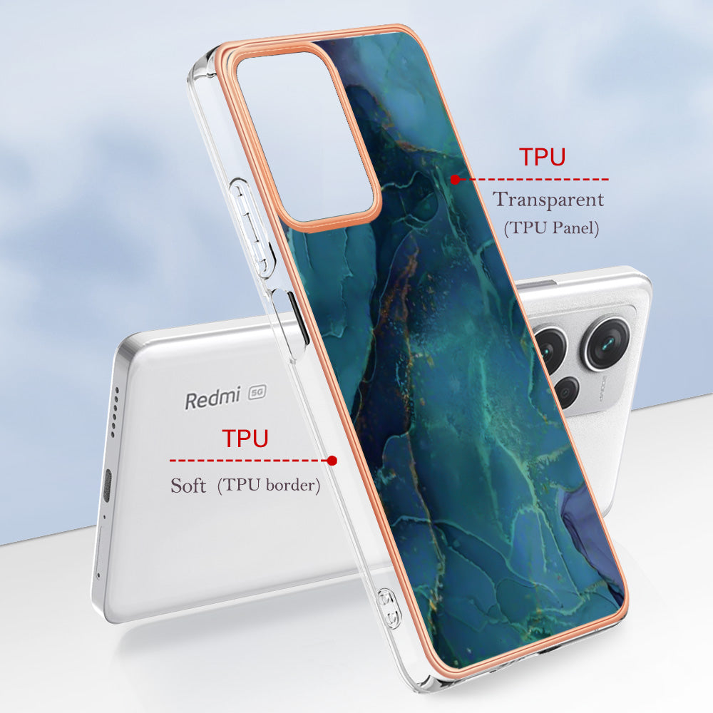 YB IMD Series-16 Style E For Xiaomi Redmi Note 12 Pro+ 5G Electroplating Phone Cover IMD 2.0mm Marble Pattern TPU Case