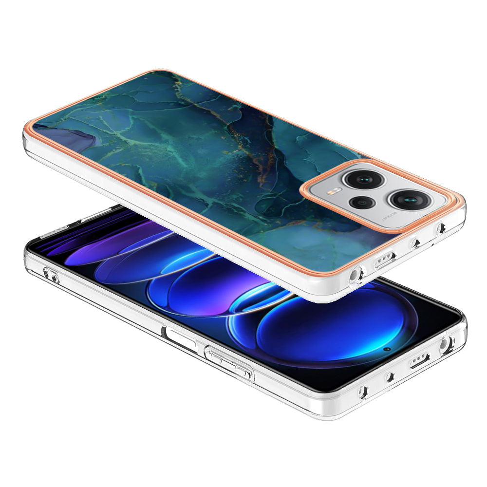 YB IMD Series-16 Style E For Xiaomi Redmi Note 12 Pro+ 5G Electroplating Phone Cover IMD 2.0mm Marble Pattern TPU Case