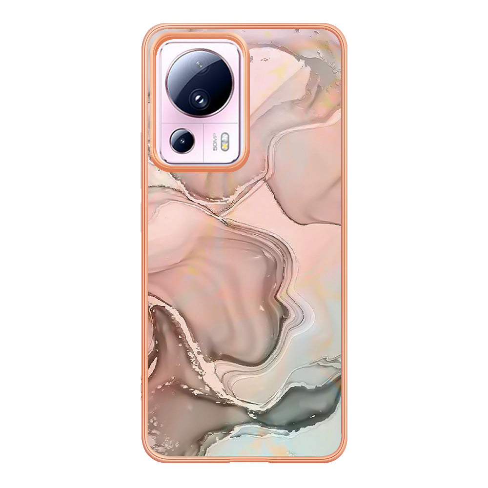 YB IMD Series-16 Style E For Xiaomi 13 Lite / Civi 2 5G Phone TPU Case IMD Marble Pattern 2.0mm Electroplating Cover