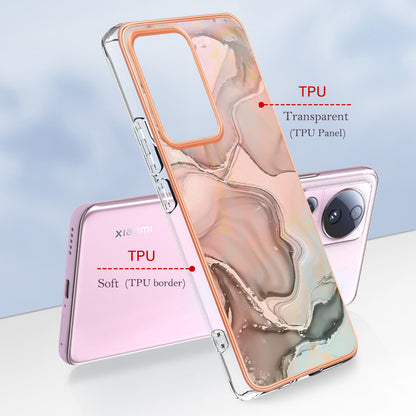 YB IMD Series-16 Style E For Xiaomi 13 Lite / Civi 2 5G Phone TPU Case IMD Marble Pattern 2.0mm Electroplating Cover