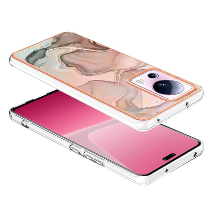 YB IMD Series-16 Style E For Xiaomi 13 Lite / Civi 2 5G Phone TPU Case IMD Marble Pattern 2.0mm Electroplating Cover