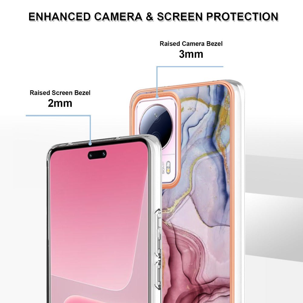 YB IMD Series-16 Style E For Xiaomi 13 Lite / Civi 2 5G Phone TPU Case IMD Marble Pattern 2.0mm Electroplating Cover