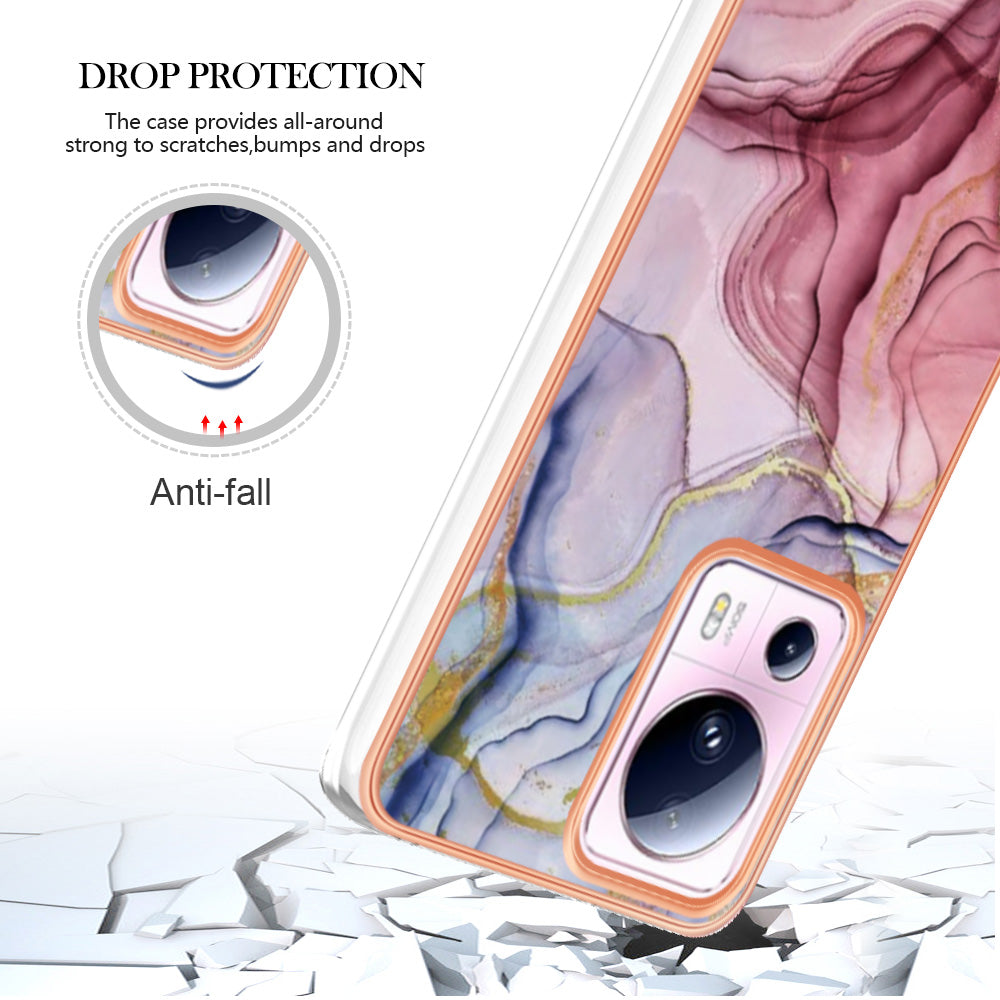 YB IMD Series-16 Style E For Xiaomi 13 Lite / Civi 2 5G Phone TPU Case IMD Marble Pattern 2.0mm Electroplating Cover