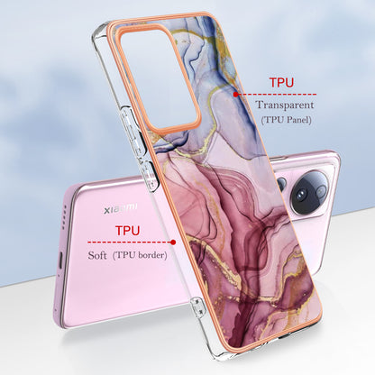 YB IMD Series-16 Style E For Xiaomi 13 Lite / Civi 2 5G Phone TPU Case IMD Marble Pattern 2.0mm Electroplating Cover