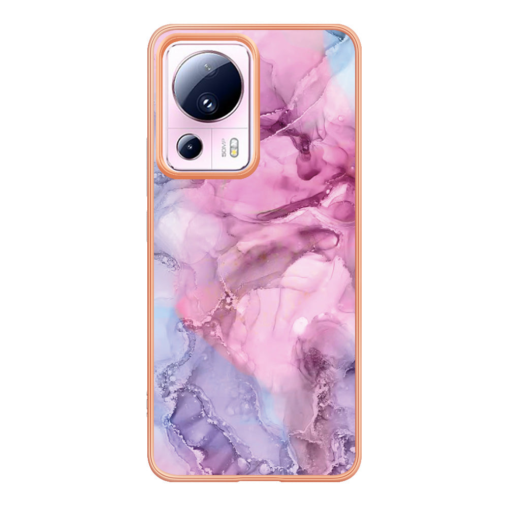YB IMD Series-16 Style E For Xiaomi 13 Lite / Civi 2 5G Phone TPU Case IMD Marble Pattern 2.0mm Electroplating Cover