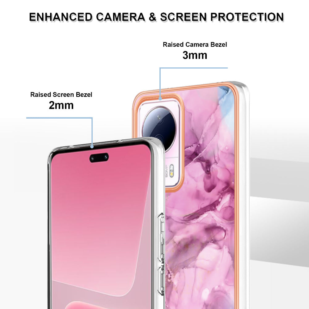 YB IMD Series-16 Style E For Xiaomi 13 Lite / Civi 2 5G Phone TPU Case IMD Marble Pattern 2.0mm Electroplating Cover