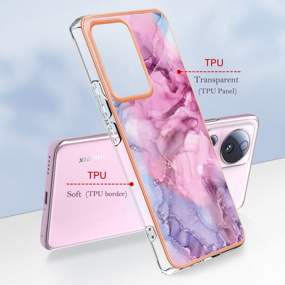 YB IMD Series-16 Style E For Xiaomi 13 Lite / Civi 2 5G Phone TPU Case IMD Marble Pattern 2.0mm Electroplating Cover