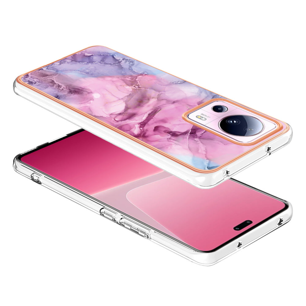YB IMD Series-16 Style E For Xiaomi 13 Lite / Civi 2 5G Phone TPU Case IMD Marble Pattern 2.0mm Electroplating Cover