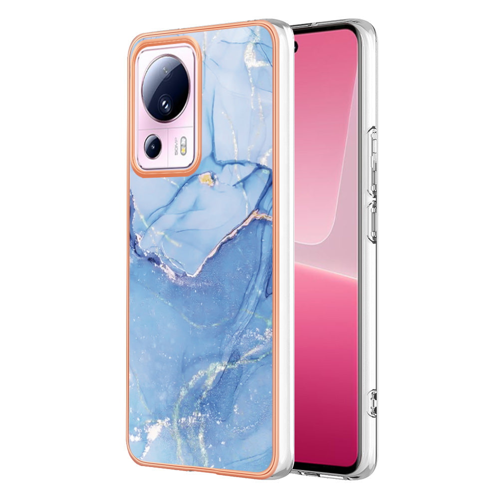 YB IMD Series-16 Style E For Xiaomi 13 Lite / Civi 2 5G Phone TPU Case IMD Marble Pattern 2.0mm Electroplating Cover