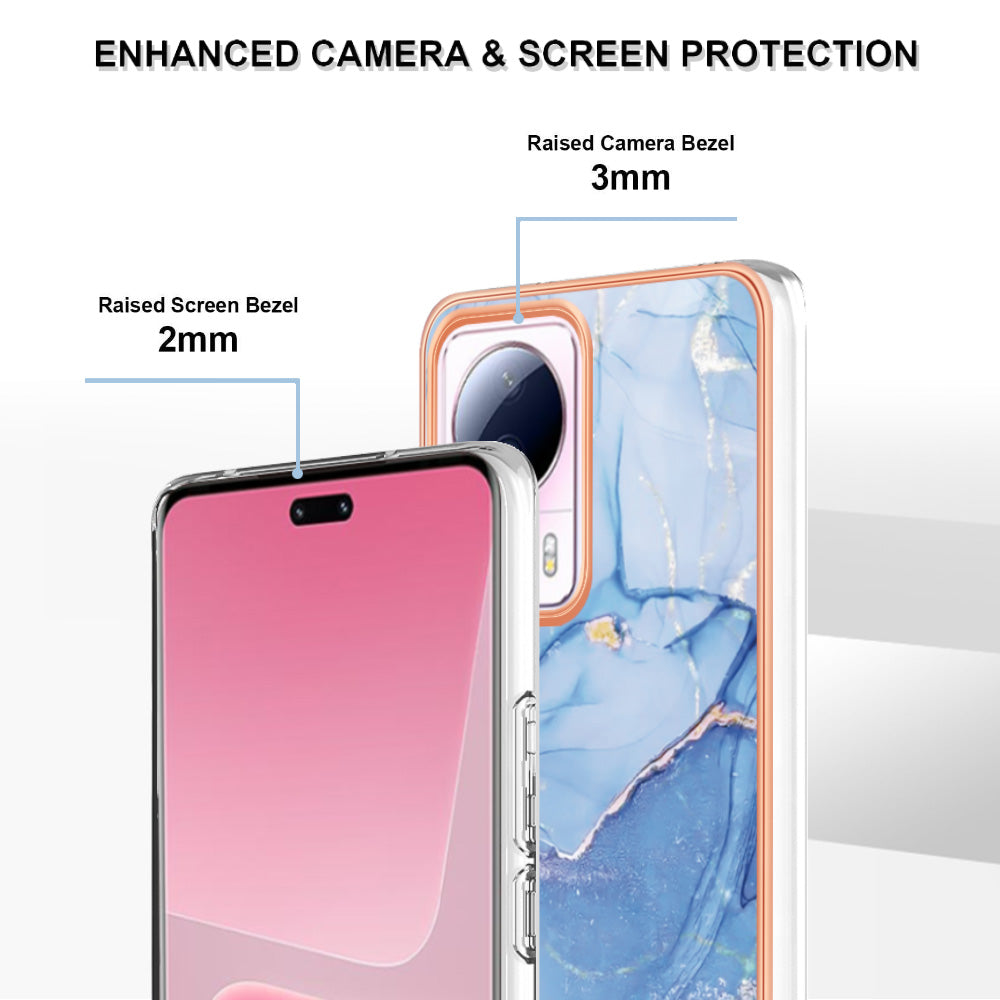 YB IMD Series-16 Style E For Xiaomi 13 Lite / Civi 2 5G Phone TPU Case IMD Marble Pattern 2.0mm Electroplating Cover