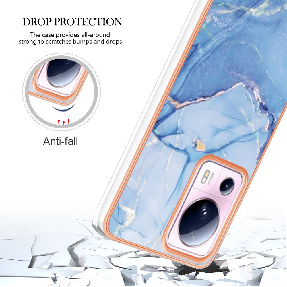 YB IMD Series-16 Style E For Xiaomi 13 Lite / Civi 2 5G Phone TPU Case IMD Marble Pattern 2.0mm Electroplating Cover