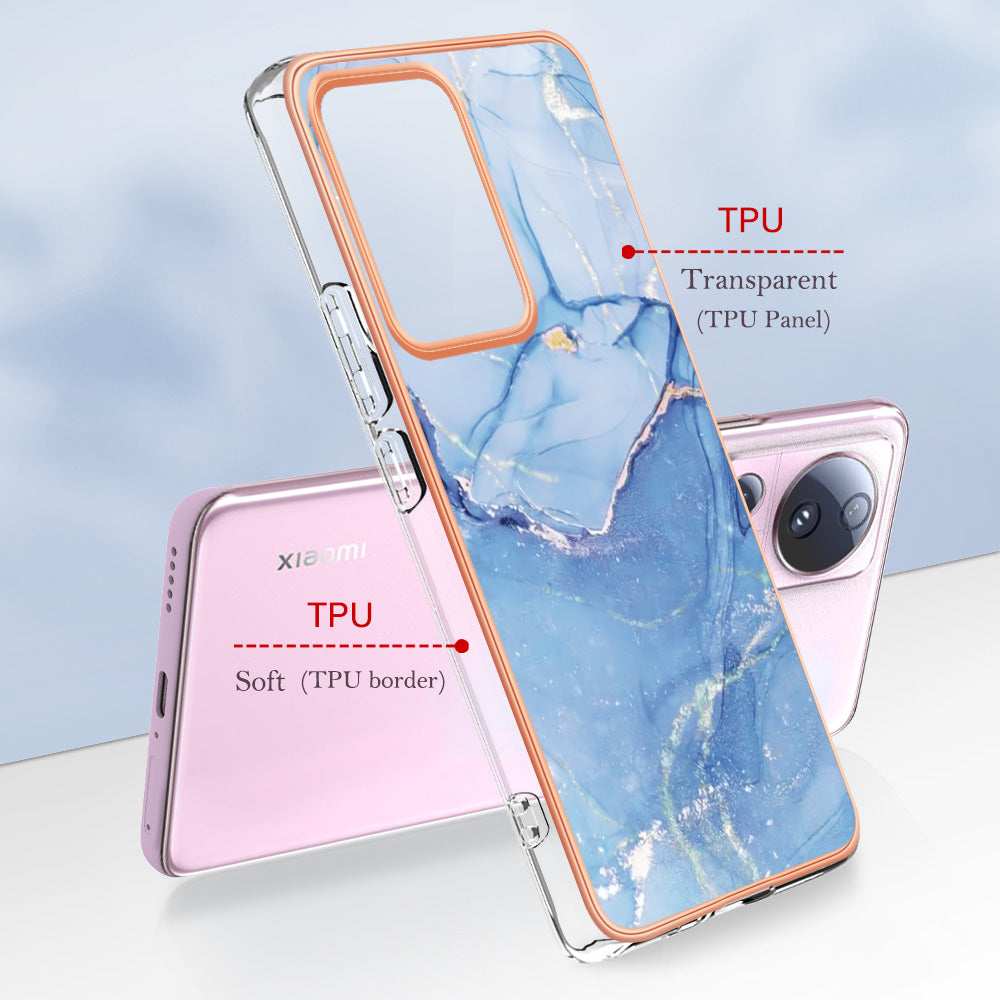 YB IMD Series-16 Style E For Xiaomi 13 Lite / Civi 2 5G Phone TPU Case IMD Marble Pattern 2.0mm Electroplating Cover