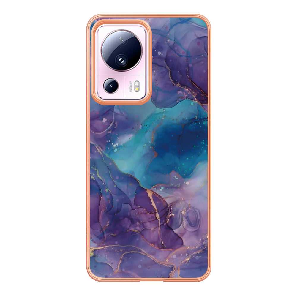 YB IMD Series-16 Style E For Xiaomi 13 Lite / Civi 2 5G Phone TPU Case IMD Marble Pattern 2.0mm Electroplating Cover