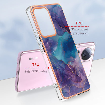 YB IMD Series-16 Style E For Xiaomi 13 Lite / Civi 2 5G Phone TPU Case IMD Marble Pattern 2.0mm Electroplating Cover