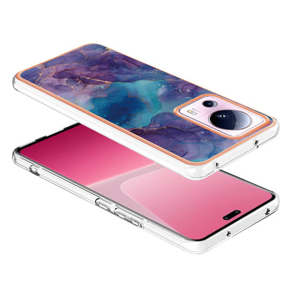 YB IMD Series-16 Style E For Xiaomi 13 Lite / Civi 2 5G Phone TPU Case IMD Marble Pattern 2.0mm Electroplating Cover