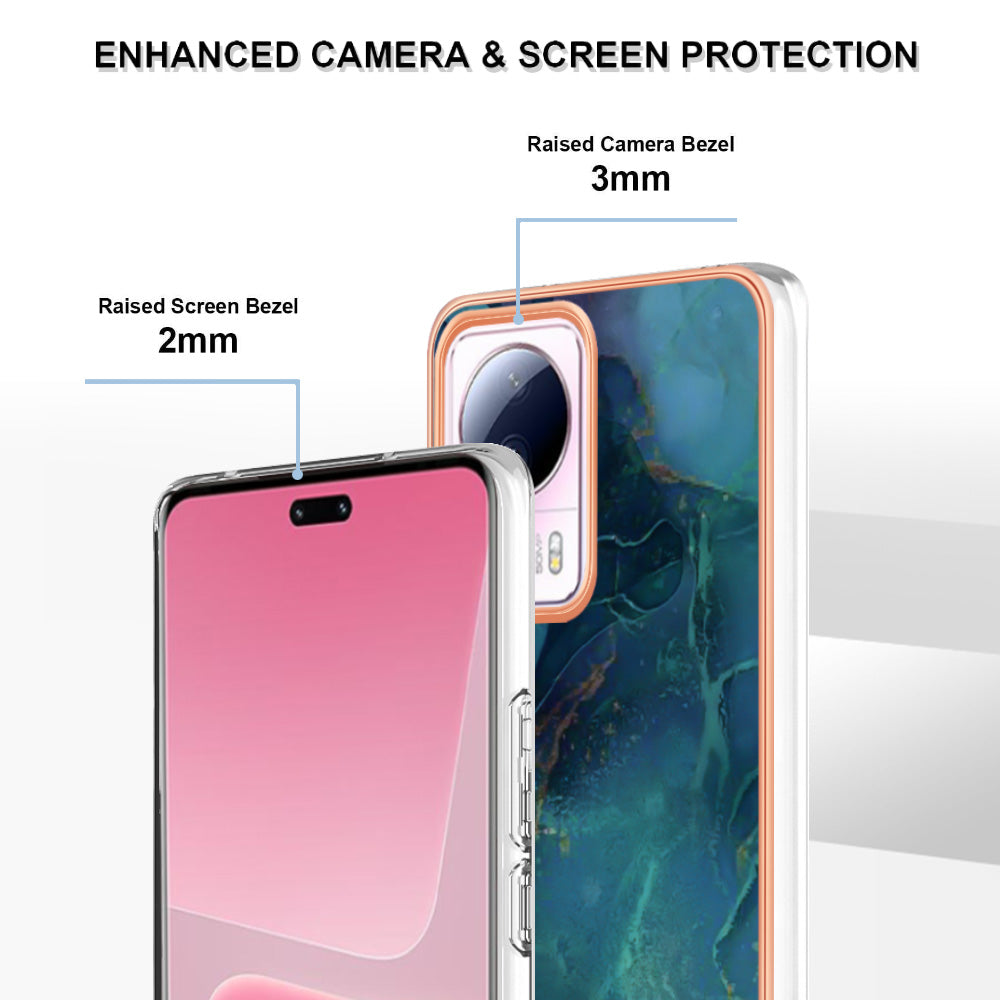 YB IMD Series-16 Style E For Xiaomi 13 Lite / Civi 2 5G Phone TPU Case IMD Marble Pattern 2.0mm Electroplating Cover