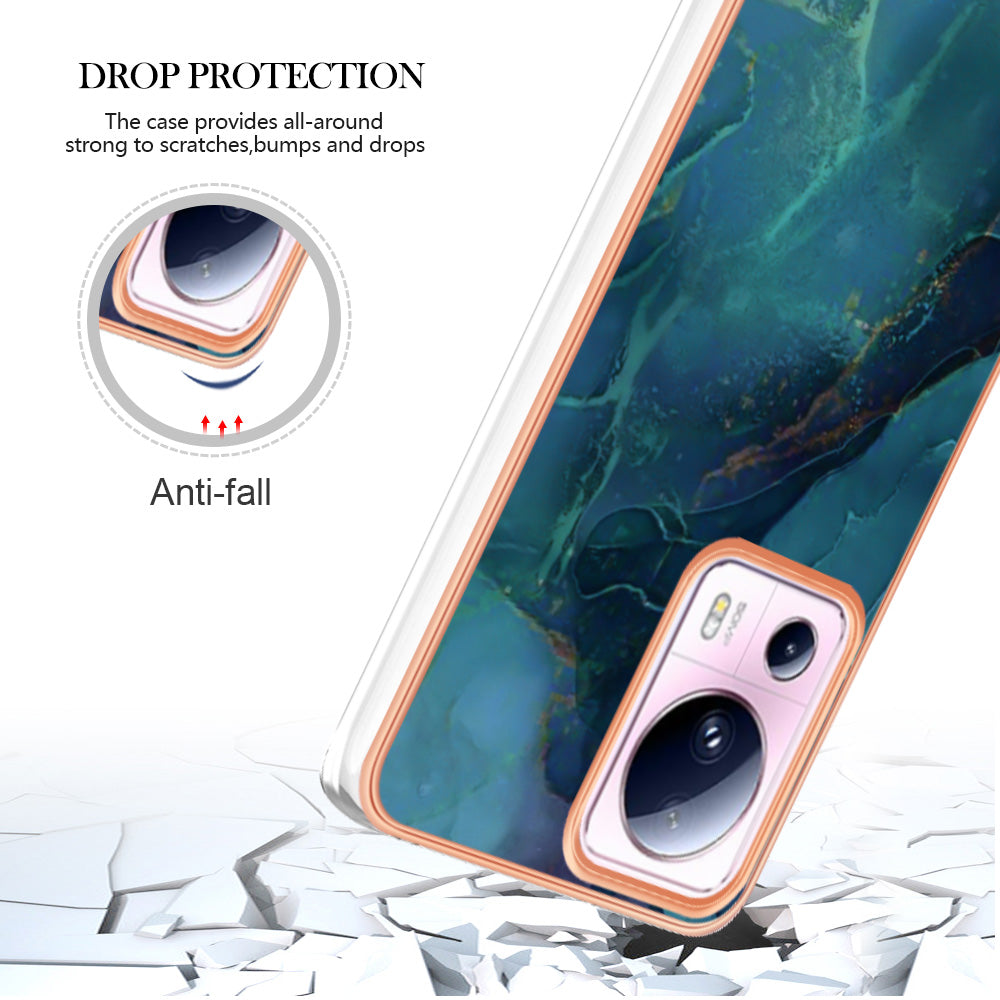 YB IMD Series-16 Style E For Xiaomi 13 Lite / Civi 2 5G Phone TPU Case IMD Marble Pattern 2.0mm Electroplating Cover