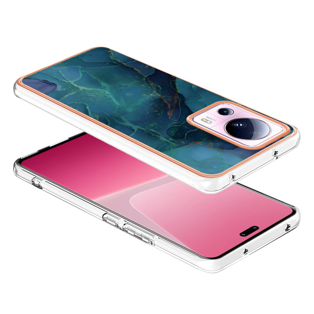 YB IMD Series-16 Style E For Xiaomi 13 Lite / Civi 2 5G Phone TPU Case IMD Marble Pattern 2.0mm Electroplating Cover