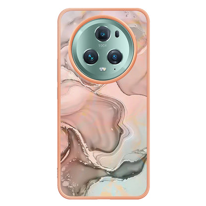 YB IMD Series-16 Style E For Honor Magic5 Pro TPU IMD Phone Case 2.0mm Marble Pattern Electroplating Cover
