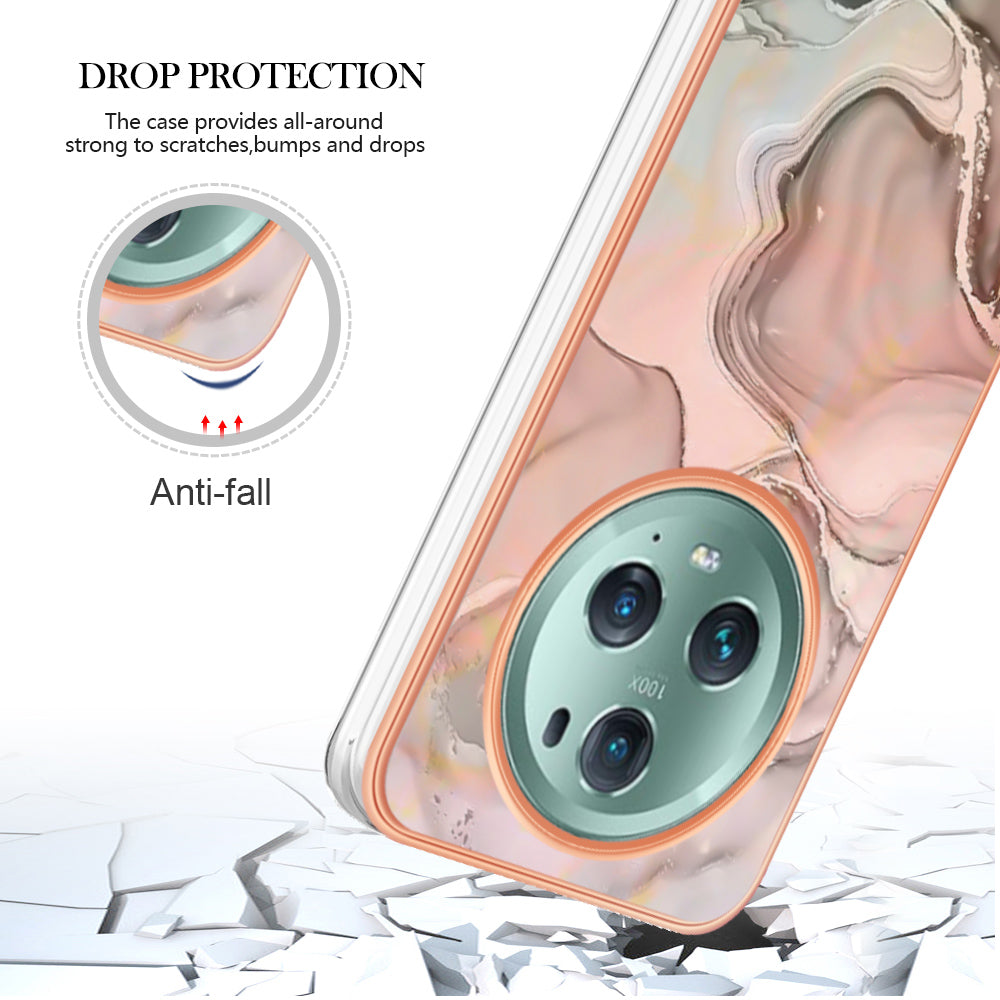 YB IMD Series-16 Style E For Honor Magic5 Pro TPU IMD Phone Case 2.0mm Marble Pattern Electroplating Cover