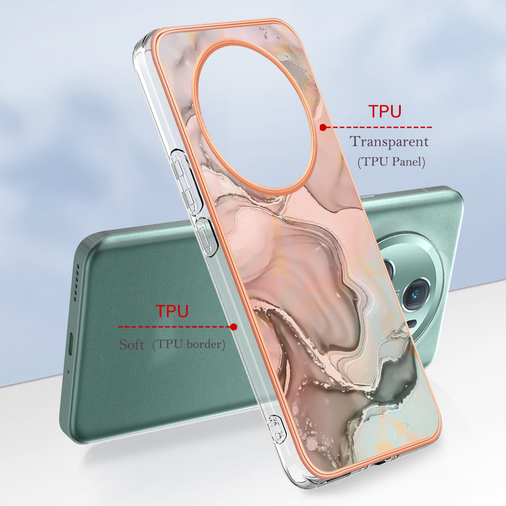 YB IMD Series-16 Style E For Honor Magic5 Pro TPU IMD Phone Case 2.0mm Marble Pattern Electroplating Cover