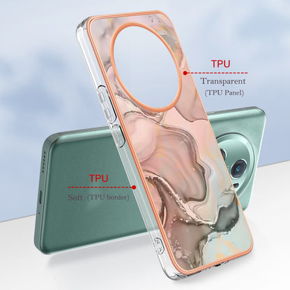 YB IMD Series-16 Style E For Honor Magic5 Pro TPU IMD Phone Case 2.0mm Marble Pattern Electroplating Cover