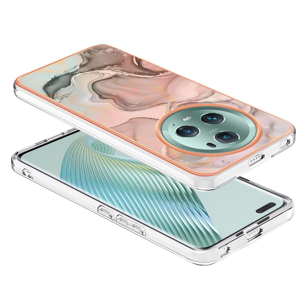 YB IMD Series-16 Style E For Honor Magic5 Pro TPU IMD Phone Case 2.0mm Marble Pattern Electroplating Cover
