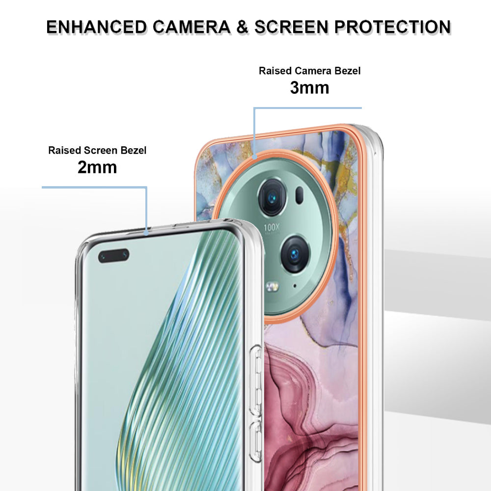 YB IMD Series-16 Style E For Honor Magic5 Pro TPU IMD Phone Case 2.0mm Marble Pattern Electroplating Cover
